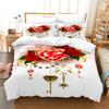 Romantisch Rose Bloemen Dekbedovertrek Met Kussenslopen Bloemenprint Beddengoedset Queen Voor Valentijnsdag Volwassenen Meisjes Tieners Decor