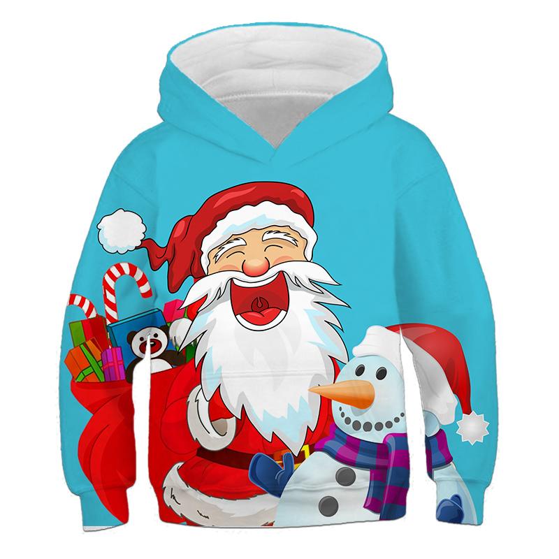 Christmas Gift Kids' Santa Claus Hoodie Children's Print Top Girls Casual Clothes Sweatshirt Autumn Boys' Hoodies Long sleeved