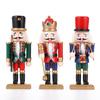 15cm Christmas Nutcracker Decor Solid Pine Wood Soldier Doll Handcrafted German-Style Ornament Xmas New Year Party DIY 3Pcs
