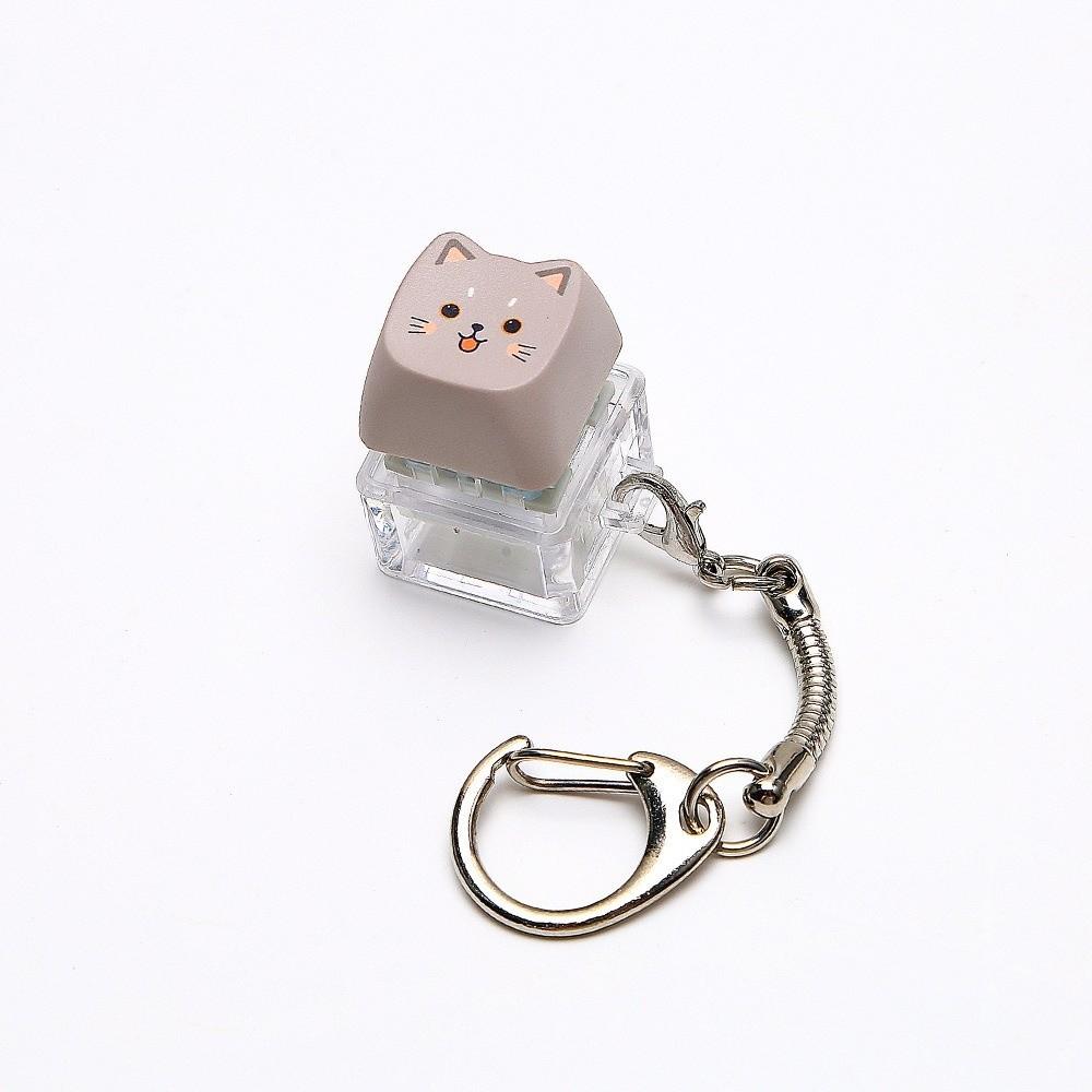4 Keys Keyboard Fidget Toy Cute Cat Mechanical Keyboard Keychain Keycap Keyring Backpack Pendant
