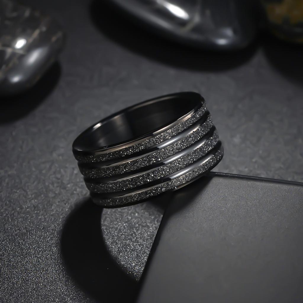 Europäischer und Amerikanischer Neuer Schmuck 10MM Breite Titanstahl Mattierter Herrenring Großer Ring