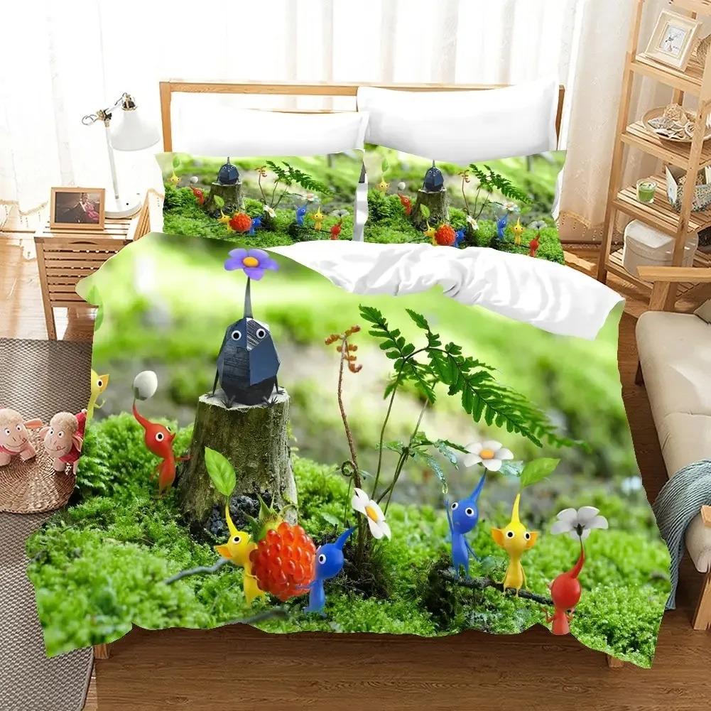 3D Printed Pikmins Game Bedding Set Boys Girls Twin Queen Size Duvet Cover Pillowcase Bed Boys Adult Fashion Home Textileextile