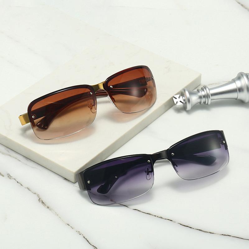 Fashion Vintage Half Frame Sunvisors Eyewear UV400 Sunglasses for Women Men Outdoor Sports Cycling Driving