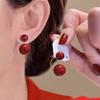 Silver Needle Red Pearl Earrings for Women, One Pair of Temperament French Stud Earrings.