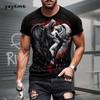 Men's T-shirt with skull pattern 3D print. Summer retro casual sports short-sleeved adult quick-drying and breathable clothing.