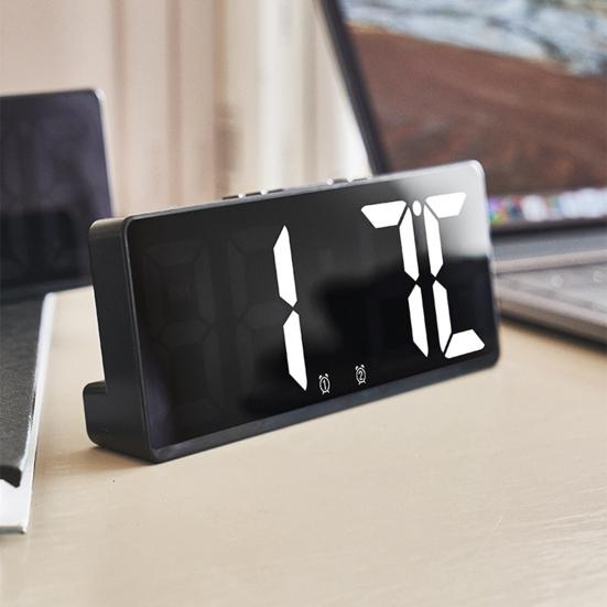 Digital Alarm Clock Multifunctional Temperature Display Voice Control Anti-disturb Function Desktop LED Clock for Home