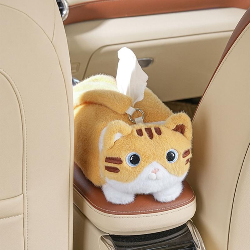 Adorable Plush Tissue Holder for Auto Featuring Hanging Installation Practical Mount for Daily Driving