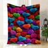 Colorful Rose Heart Fabric Print Upholstery MaterialBlanket Flannel Throw Blanket for Sofa, Bed, Travel, Camping, Office, Couch, Chair, And