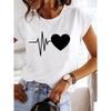 Kärlek Stil Trend Söt 90-tal Harajuku Dam tryck dam T-shirt vardagliga basplagg O-ringning Svart tröja kortärmad dam T-shirts