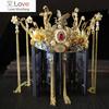 Lady Chinese Bridal Jewelry Sets Gold Phoenix Tiaras Crown Headpiece Wedding Hair Accessories Elegant Exquisite Headbands Fancy