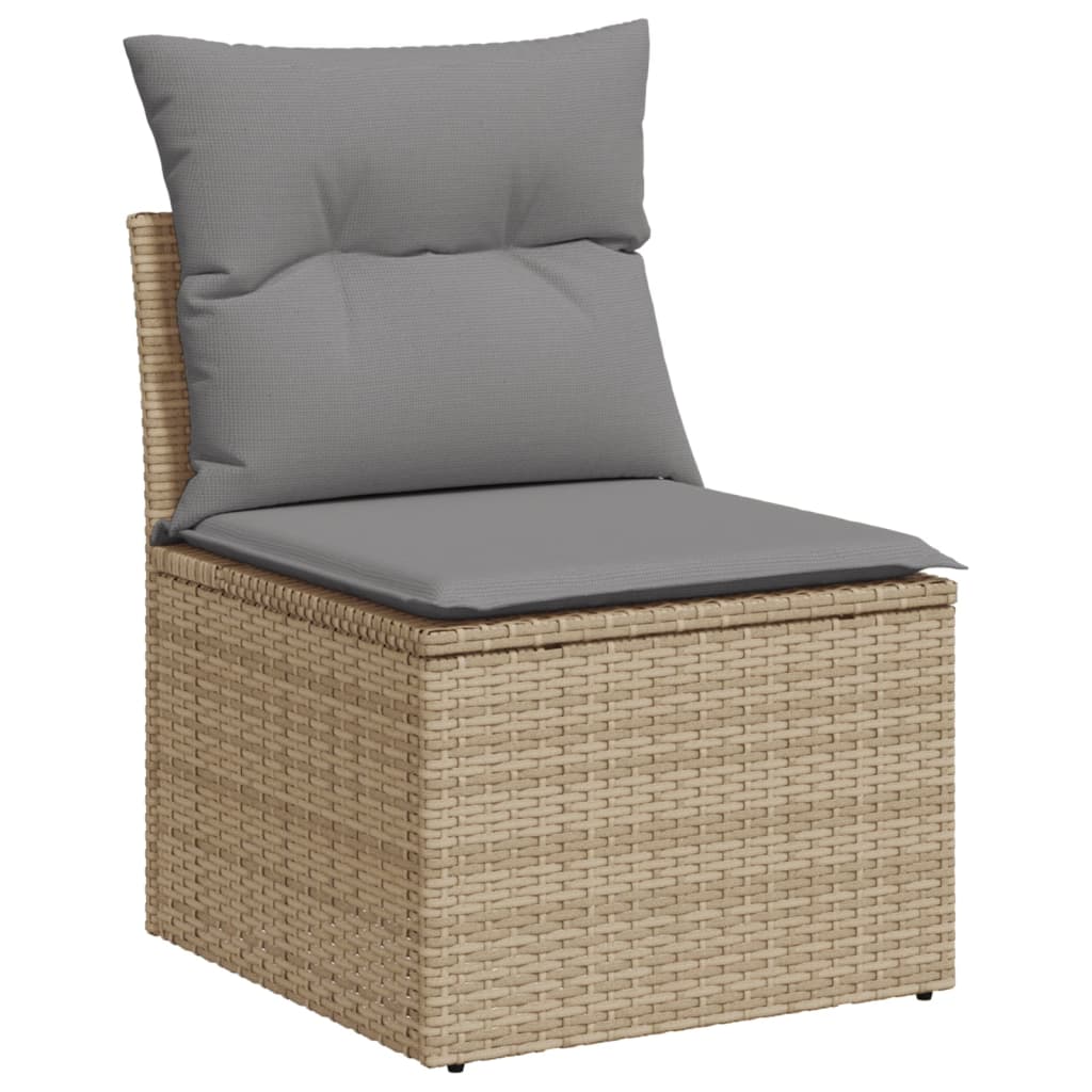 Vidaxl 9-Cz. Garden Furniture Set With Cushions, Beige, Poly Rattan