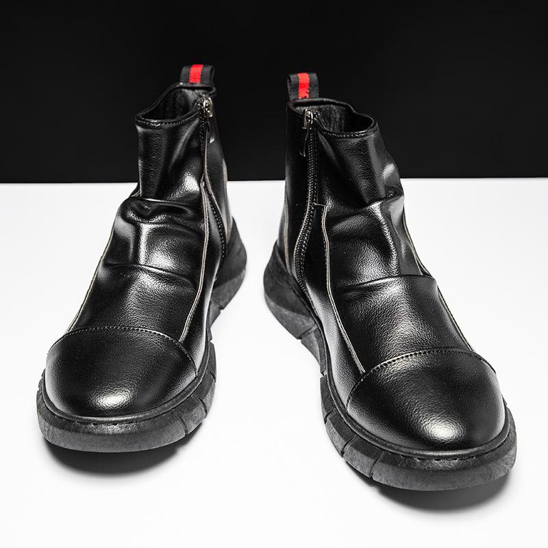 Fashion Men Chelsea Boots Slip-on Waterproof Ankle Boots Retro Black Men Fashion Boots Motorcycle Shoes 2025 New