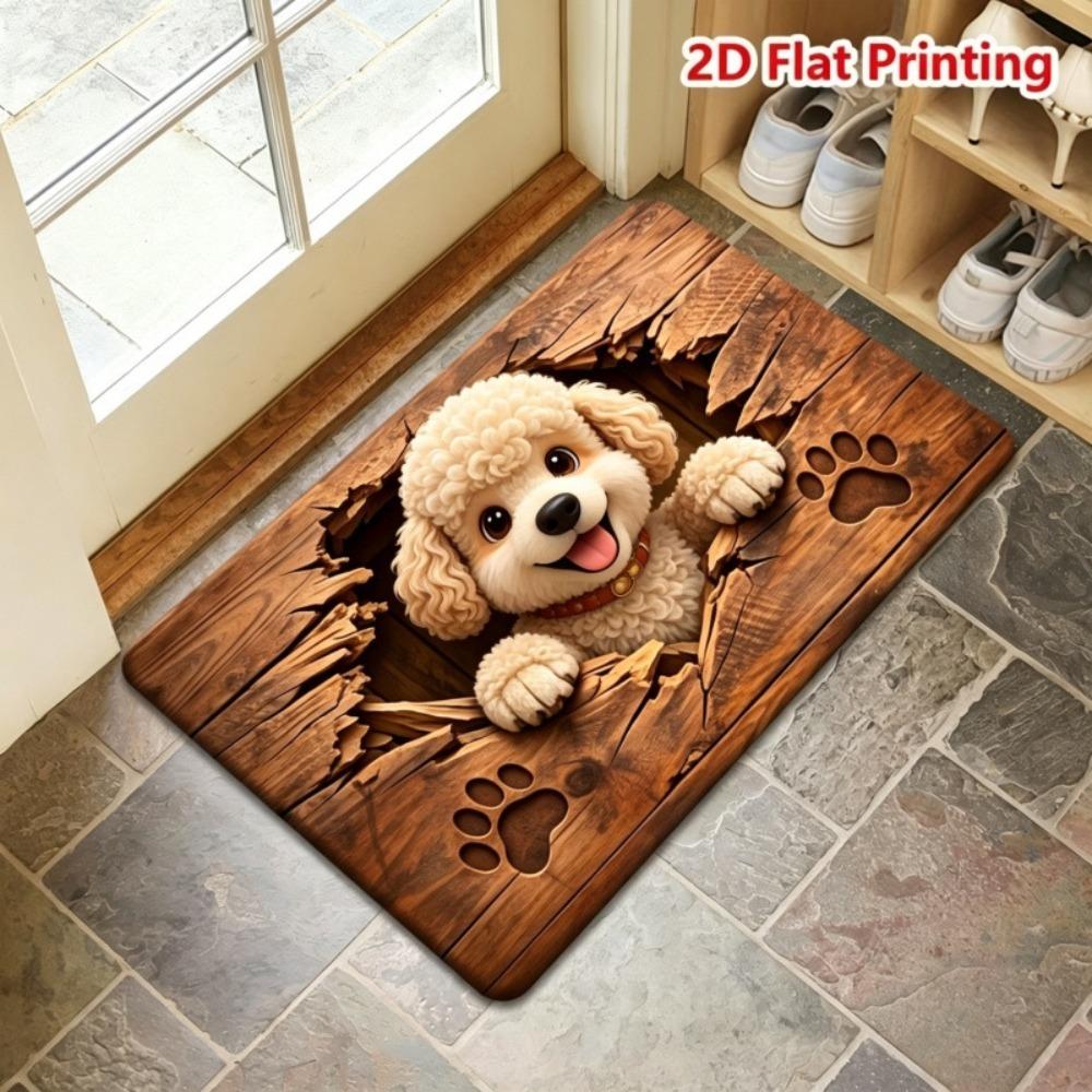Diatomite Dog Print Doormat Quick-dry Absorbent Rug Lovely Bathroom Floor Mat Entryway