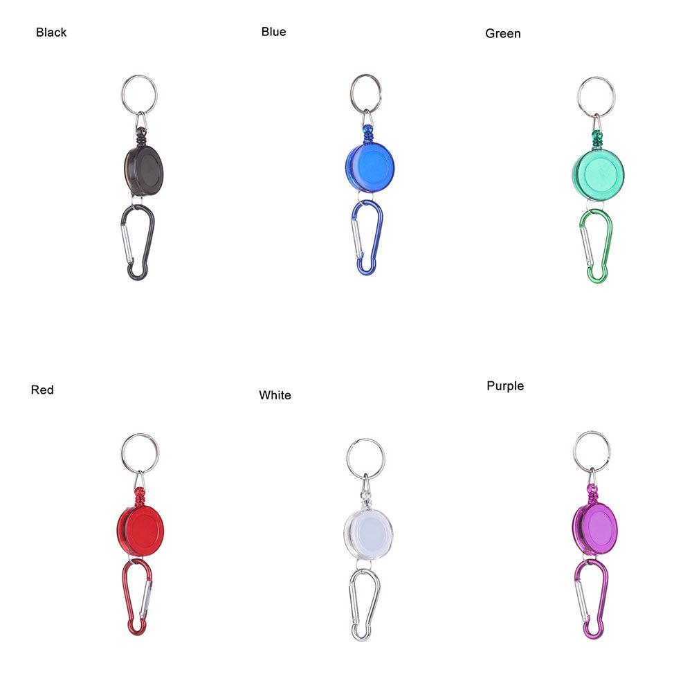 Safety Coil Gourd Buckle ID Card Holder Fishing Key Ring Keychain Pendant Retractable Key Chain