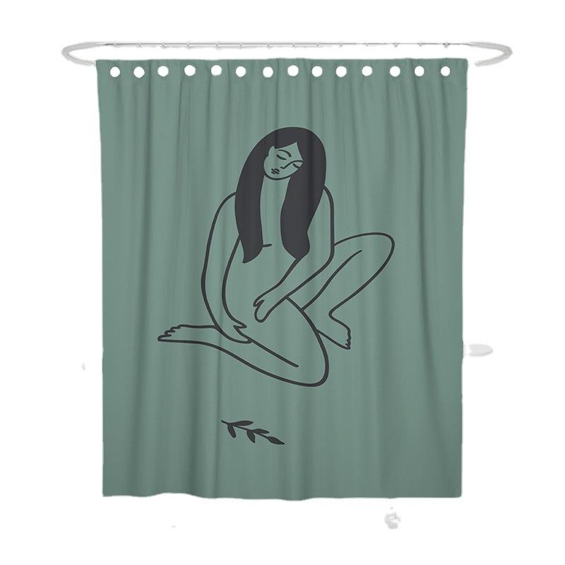 JINRUN Bathroom Thickened Waterproof Curtain Mildew Proof Shower Curtain Shower Partition Curtain Shower Curtain Bathroom Curtain Free Perforation