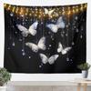 Butterfly Tapestry Glitter Diamonds Print Wall Art Luxury Elegant Blue Wall Hanging Blanket for Living Room Bedroom Home Decor