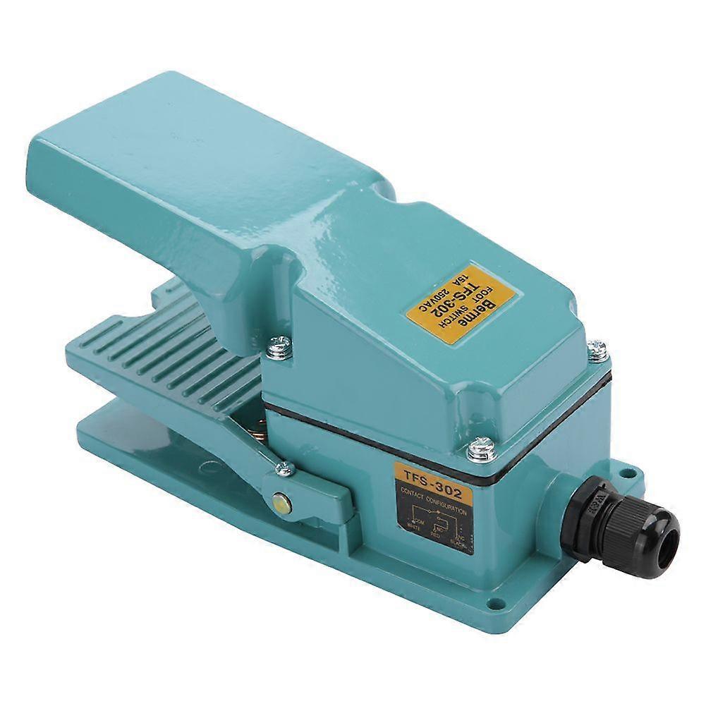 TFS-302 Momentan Elektrisk Fotpedalomkopplare, Halkfri Aluminiumkapsling, AC 250V, 15A