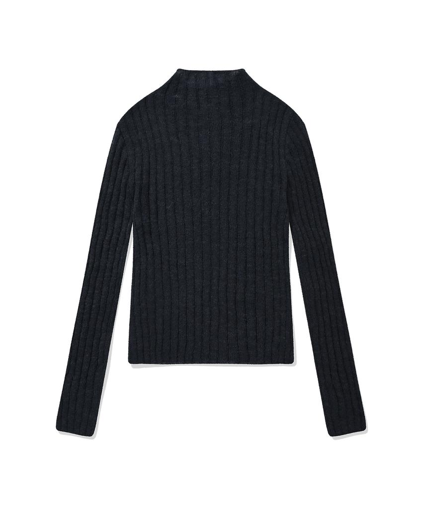 COVERNAT WOMAN Ribbed Turtleneck Knit Dark Blue