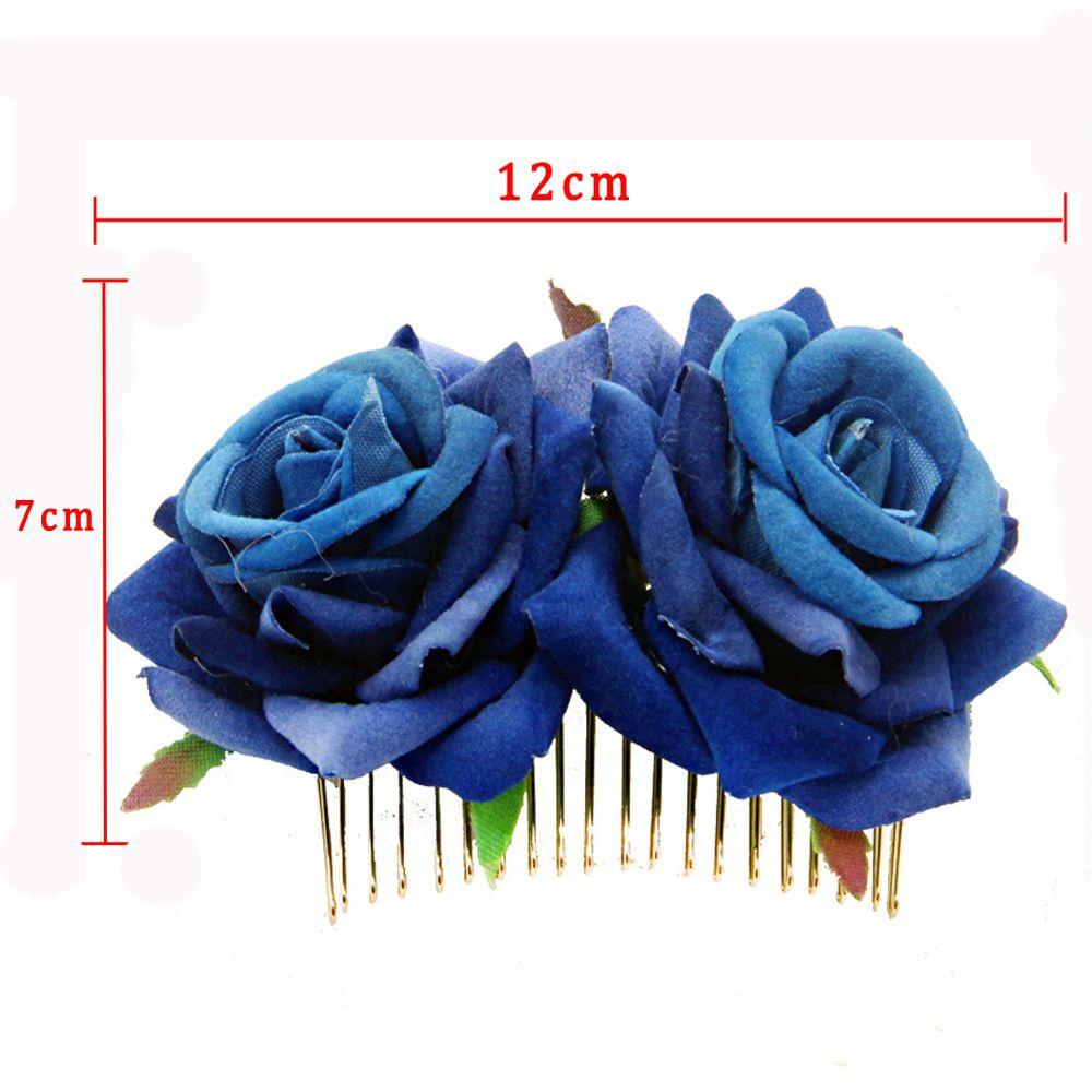 Festival Bridal Flower Hair Comb Bridesmaid Hair Jewelry Red Rose Hairpin Wedding Accessories
