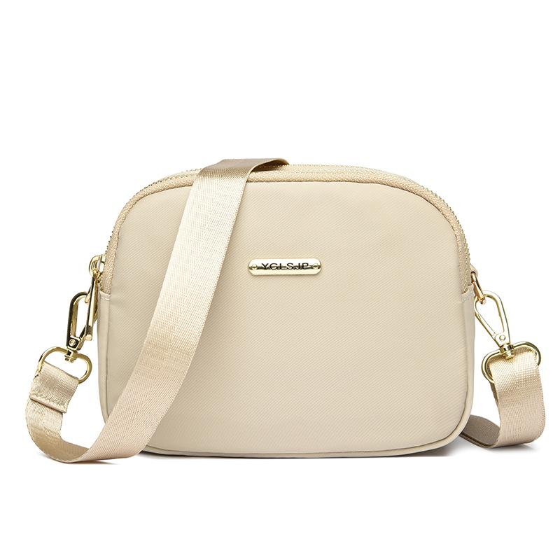 Women's Shoulder Bag with Wide Strap Simple Waterproof Oblique Span Outside Oxford Cloth Small Square Bag with Headphone Jack