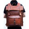 New Men Large Vintage Real Genuine Leather Bag Rucksack Backpack Dark Brown