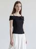 STAY WITH ME Clean Fold Off-Shoulder Top_Black