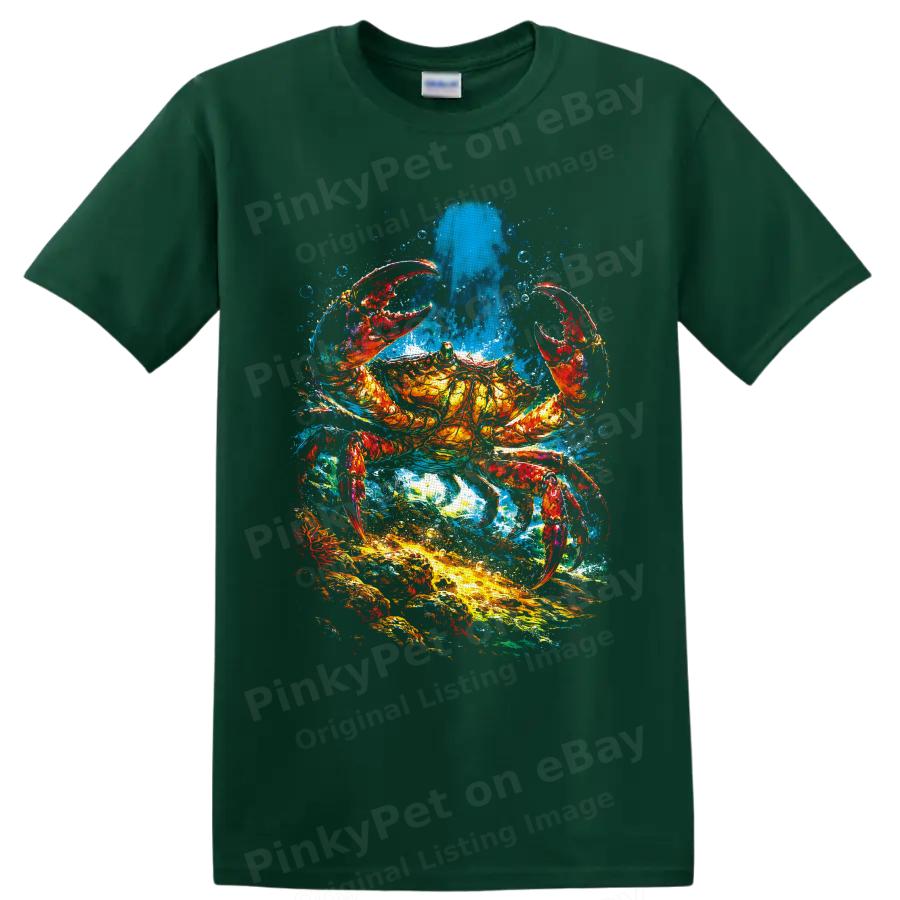Crab T Shirt Colorful Ocean Splash Watercolor Marine Animal Art Graphic Tee