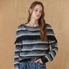 Fringe Shawl Detail Stripe Knit Pullover Ze12qk005na