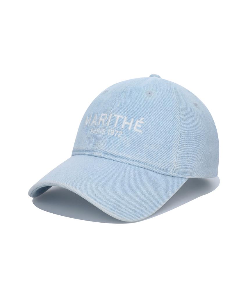 Malittepeulangsowajeobeo Denim Washing Regular Logo Ball Cap Light Blue
