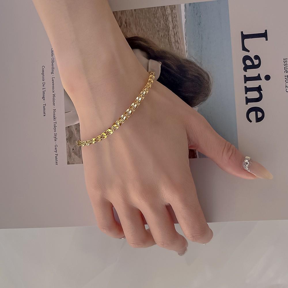 European-American Fashion Three-Layer Flat Snake Chain Layered Necklace for Women - Metal Cross Clavicle Chain