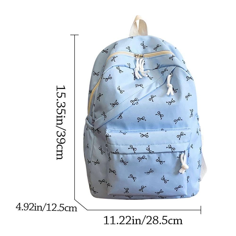 Portable Bow Print Student Schoolbag Nylon Large Capacity School Bags Travel Bag