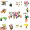 Doll 1/12 House Miniature Flowers Fairy Garden Ornament Mini Potted Plant Flowers Pot DollHouse Decor Bonsai Model House Decor