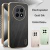 Goldene Seidenleder-Textur Galvanisiertes Case Für Oppo Realme 14 13 12 Pro Plus Ultra Dünne Galvanisierte Abdeckung Realme GT 7 Pro Neo6 SE