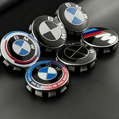 For M 4Pc 68mm 56mm Wheel Center Caps Emblem Badge 50th Anniversary For BMW M Emblem E46 E36 E34 F10 E90 F30 E60 F30 E53 E30 E92 E87