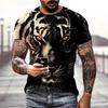 Men's T-Shirt 3D Print Tiger Print Casual Animal Pattern Streetwear Short Sleeve O Necek Pullover Outdoor Top Tees Oversized Clothing