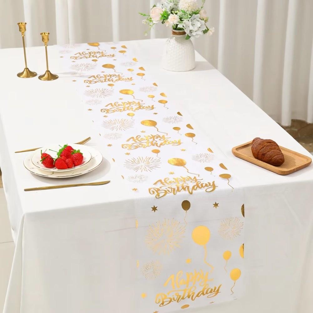 Balloon Design Black Gold Table Runner Washable Birthday Table Runner  Dining Table