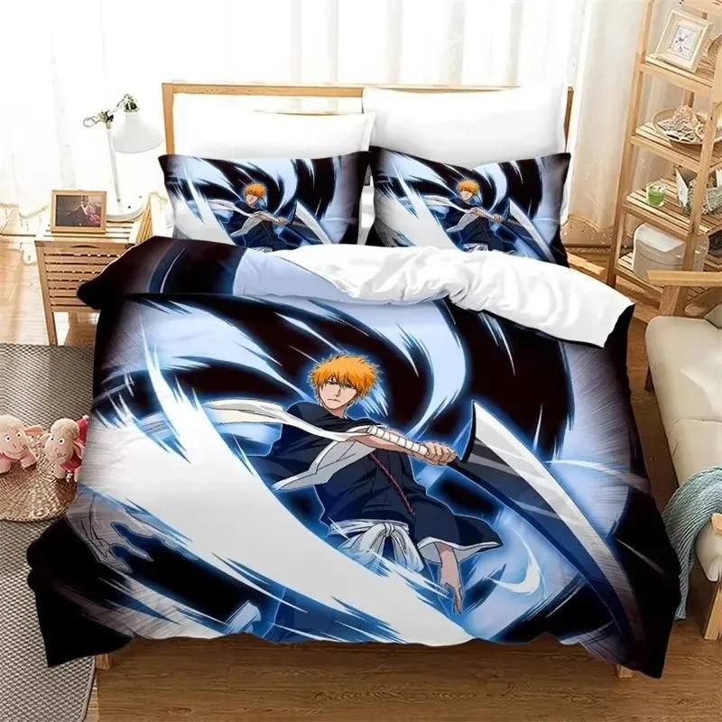 Anime Bleach Kurosaki Ichigo Voodipesu Komplekt Poistele Tüdrukutele Üheinimese Queen Suurus Tekikott Padjapüür Voodi Lastele Täiskasvanutele Kodutekstiil