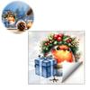 Home Decoration for Winter Christmas Bird Static Window Sticker, Cute Watercolor Glass Stickers with Wreath And Gift Box, PVC Creative Holiday