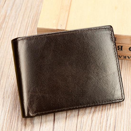 Herren Faux-Leder Geldbörse Große Kapazität Bi-Fold Kurze Geldbörse Vintage Minimalistisch Business Casual Kreditkartenhalter Fronttaschen-Geldbörse