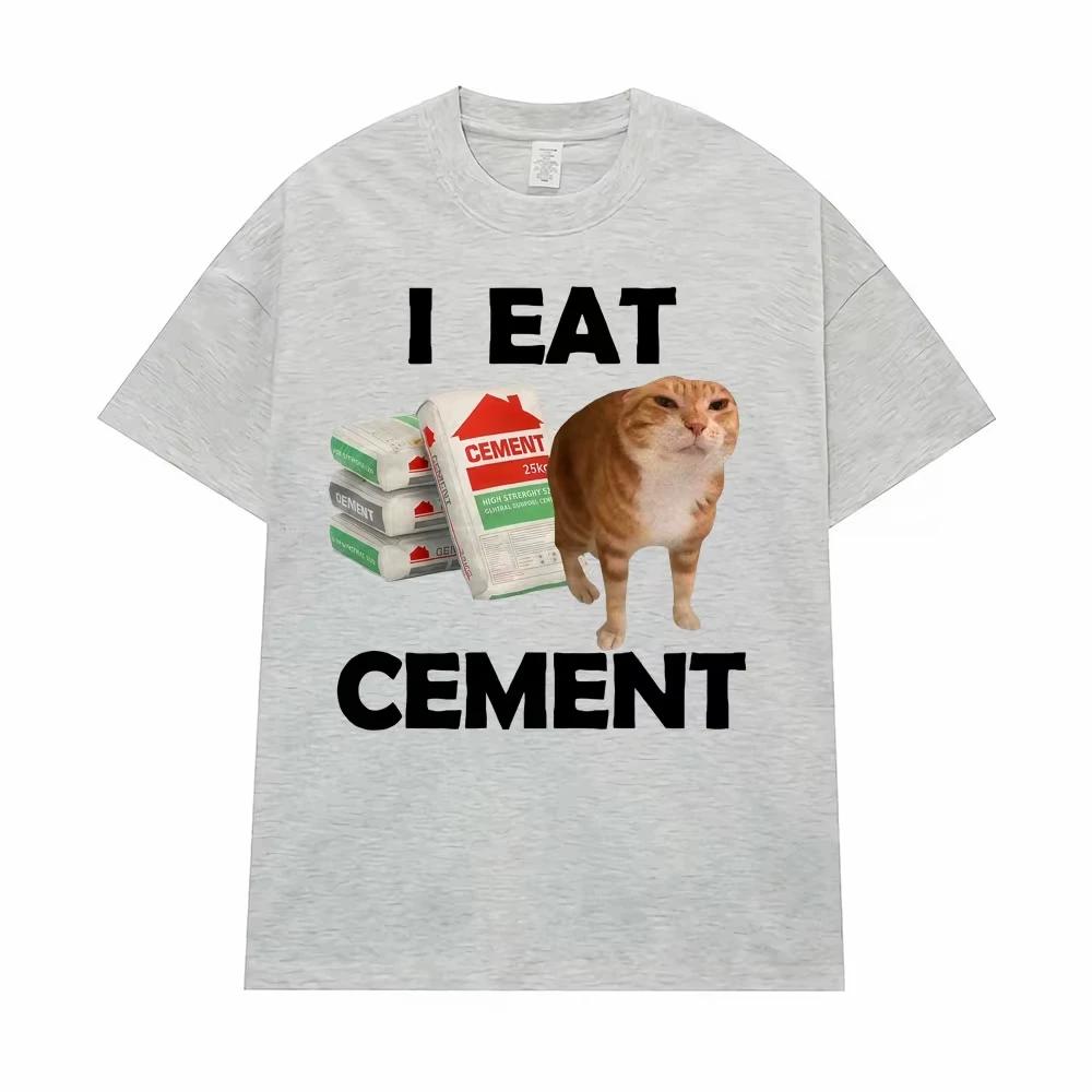 Jag Äter Cement Förbannad Katt T-shirt Rolig Meme Grafisk T-shirt Mode Vardaglig Humor Vintage T-shirts Streetwear Kvinnor Sommar