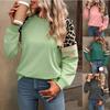 Sweatshirt décontracté ample à manches longues et blocs de couleurs avec imprimé léopard pour femme