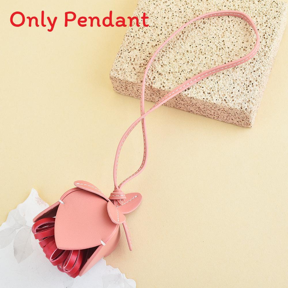 Floral Bag Charm Keychain With Woven Leather For Women Accessories