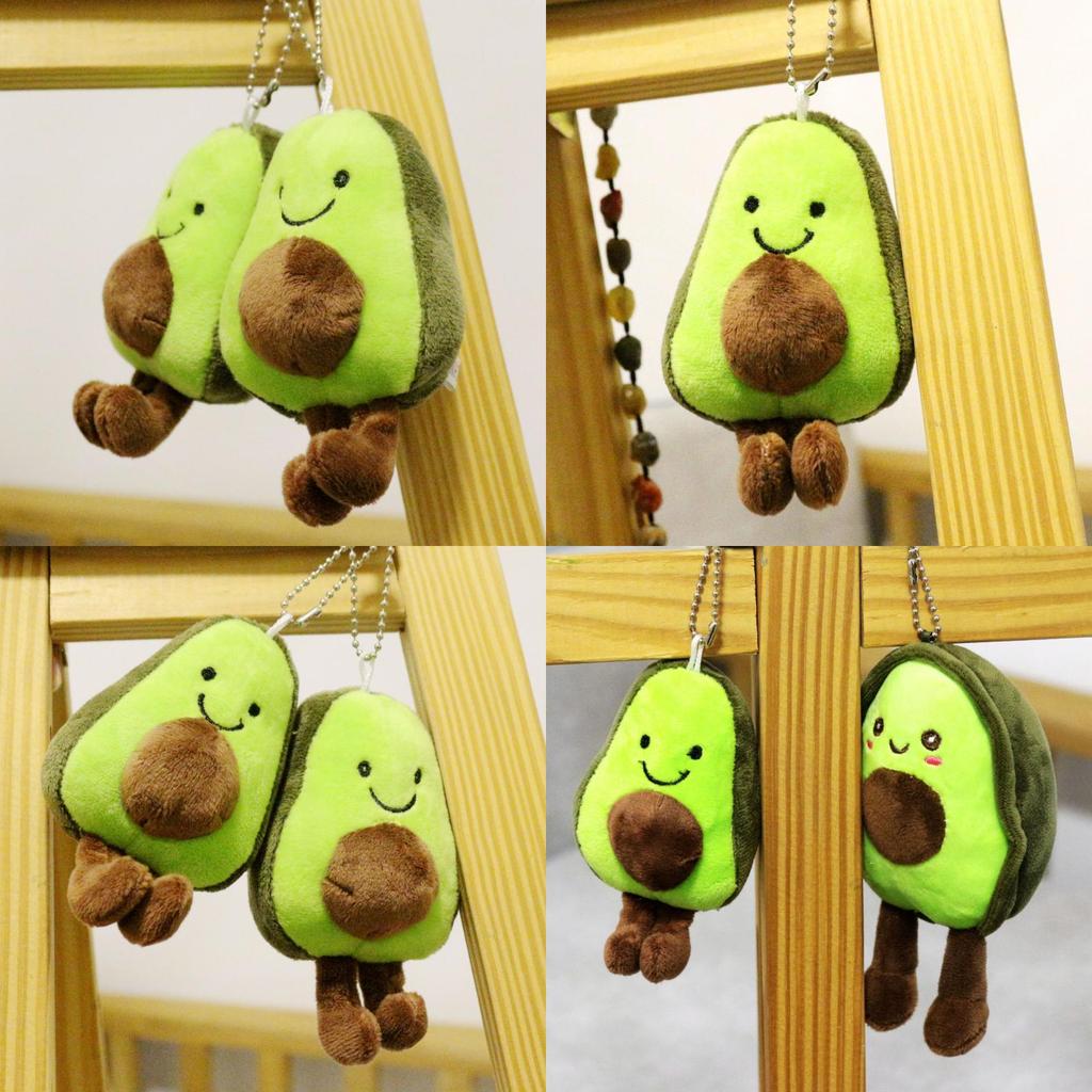 Adorable Cartoon Avocado Plush Toy Keychain Soft Crystal Velvet Stuffed Doll