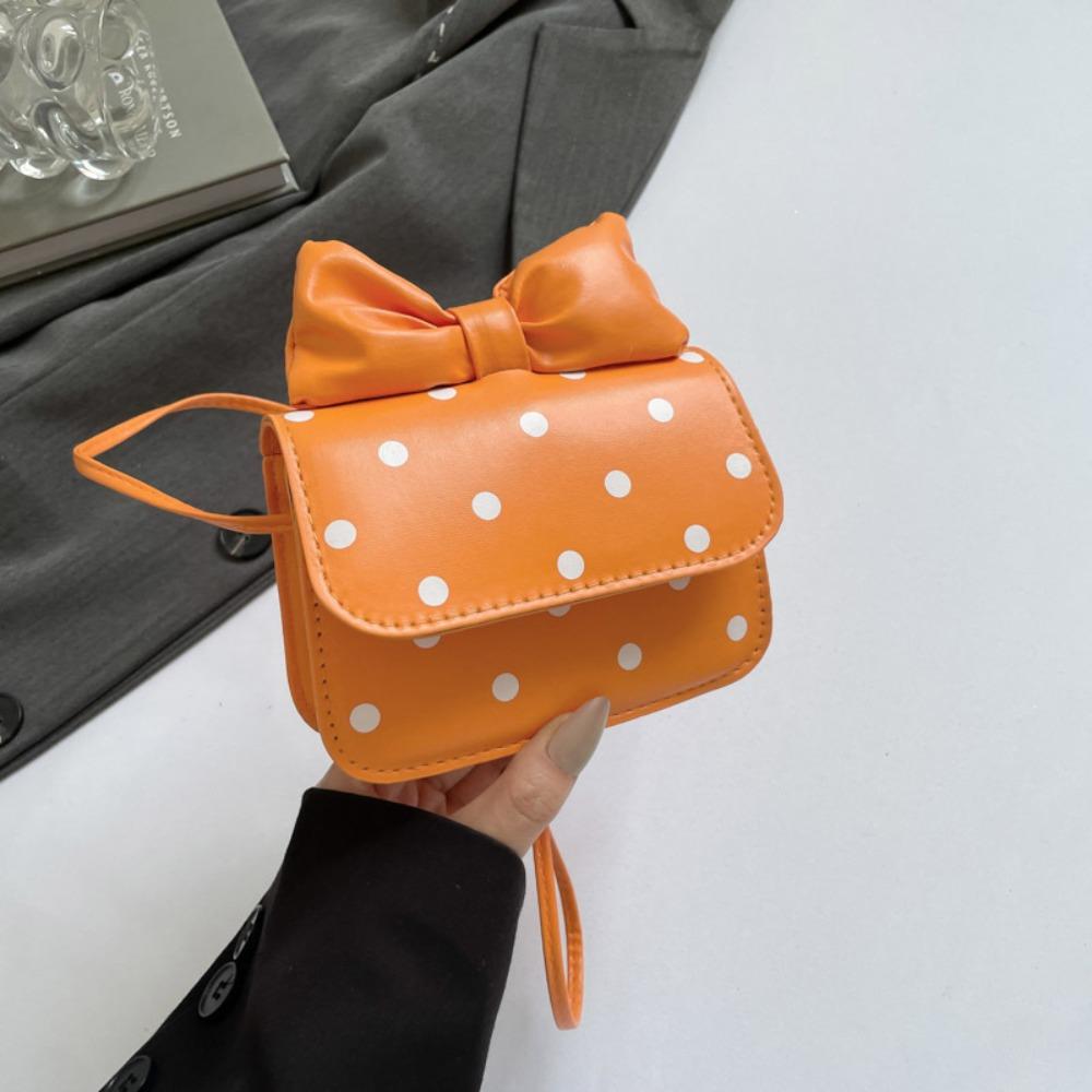 Mode Polyvalent Mini Sac à Bandoulière pour Femme Cuir PU Imprimé Pois Sac sous le Bras Design Nœud Sac Bandoulière