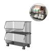 Cesto Portfrutta a 3 Piani per Carrello da Cucina Impilabile Cesto Portaoggetti in Rete Metallica Organizer per Snack Cesti con Ruote