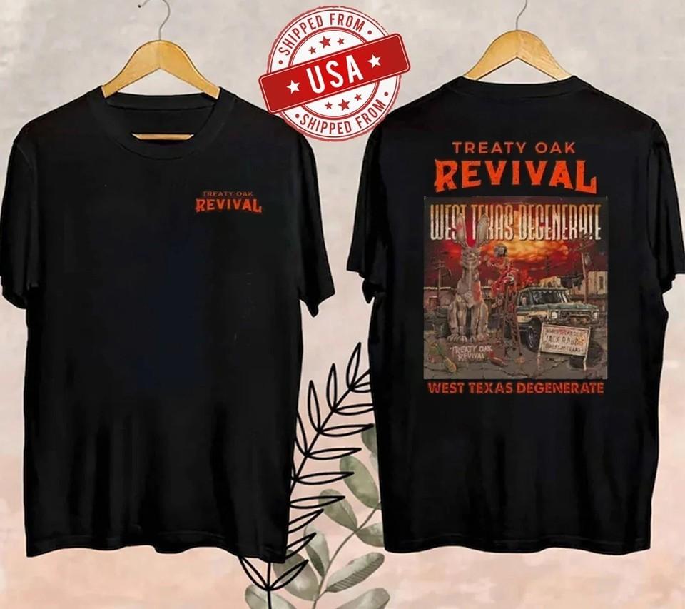 T-shirt Treaty Oak Revival Ouest Texas Dégénéré Style Classique Célébrer