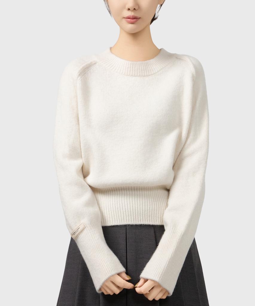 Keulleiseu Tana Semi-Crop Knit Sweater_Gray