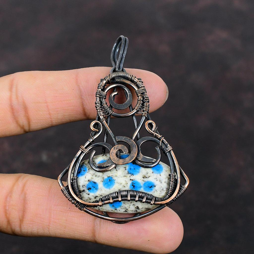 K2 Jasper Pendant Copper Wire Wrapped Pendant Original Gemstone Pendant Copper Jewelry Handmade Pendant Gift For Engagement Wrapping Jewelry