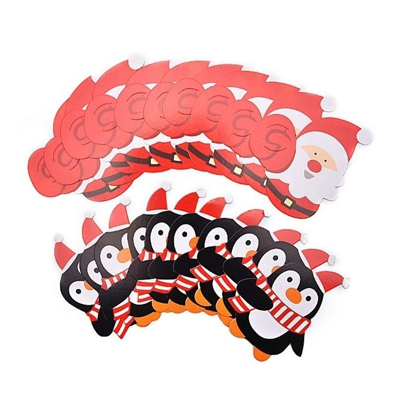 50Pcs/lot Gift Package Decor Cards Lovely Penguin and Santa Claus Christmas Candy and Lollipop Deco