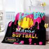 Softball Customize Your Name Home Blanket S Comfortable Soft Lightweight Multiseasonal Use For Picnics Couches Offices Beds Living Rooms Perfect Gift